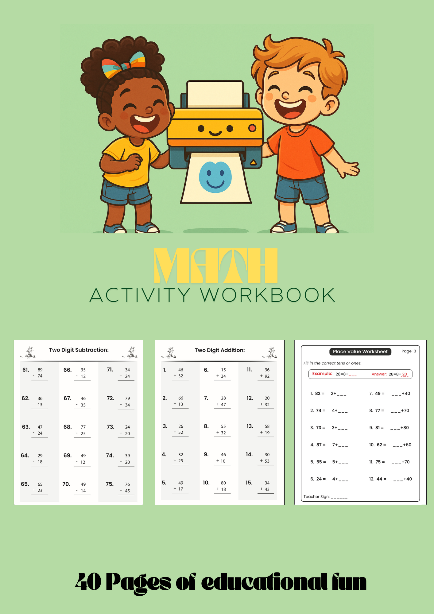 Math Activity Workbook (40 Pages)