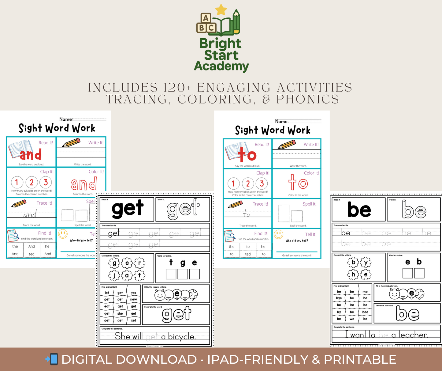 Sight Word & Phonic Pack (130 pages)