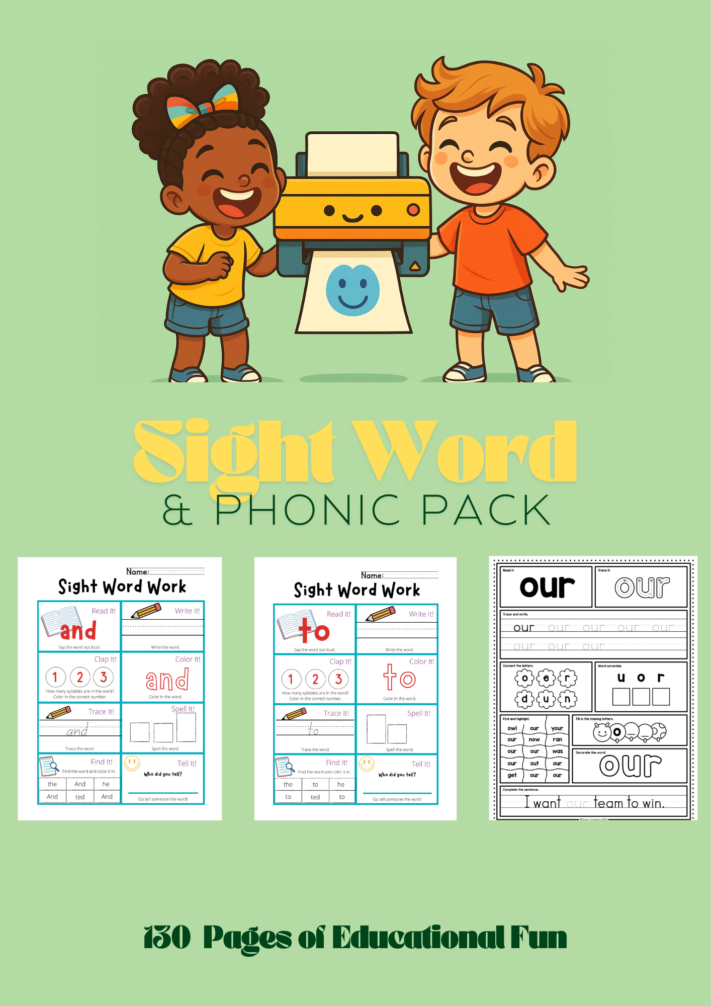 Sight Word & Phonic Pack (130 pages)