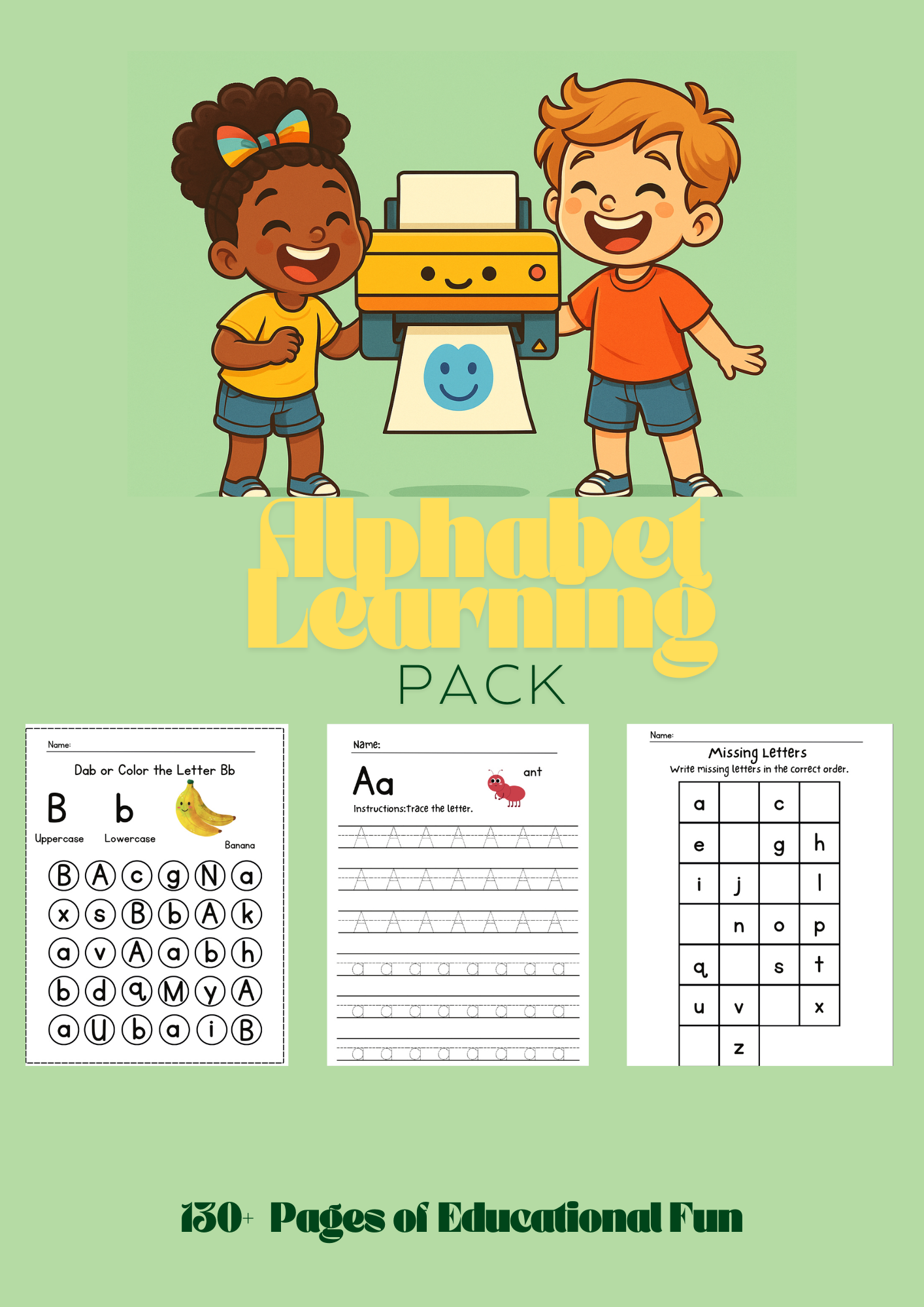 Alphabet Learning Mega Bundle | Tracing, Mazes & Letter Recognition Worksheets (130+ pages)